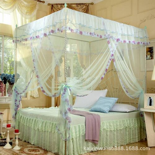 南通宫廷加粗加厚加密A三开门落地式金属支架蚊帐