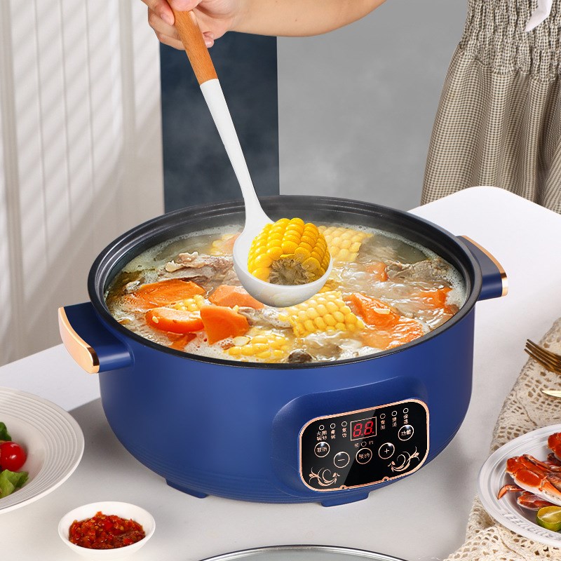 32CM大容量五层蒸格电锅多功能不锈钢电蒸锅电炒T锅火锅家用蒸馒