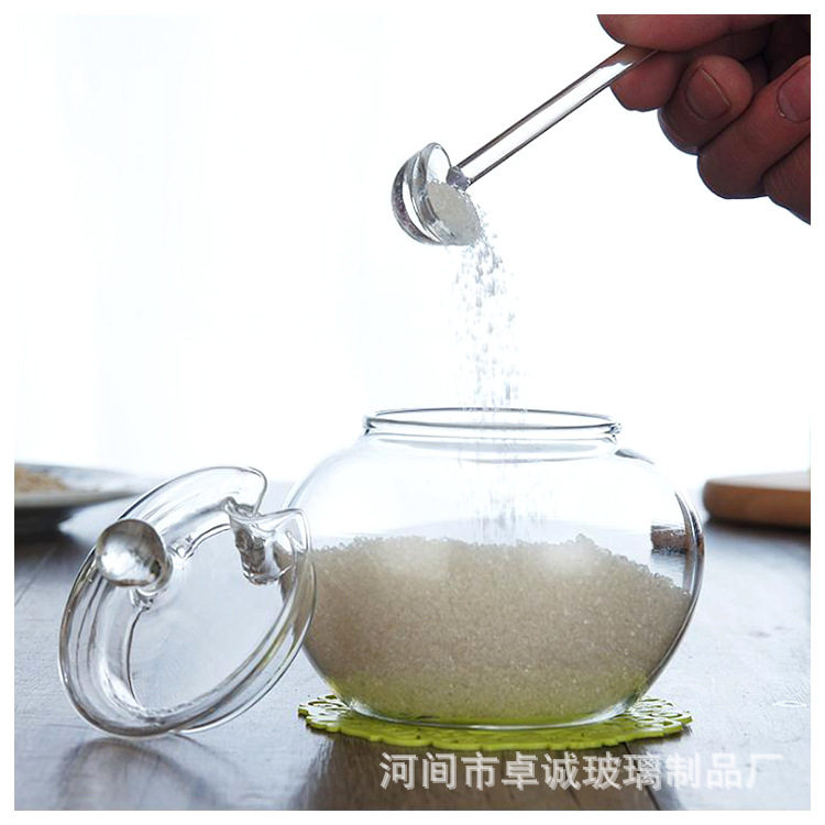 玻璃带勺瓶子带盖带勺玻璃茶叶罐白糖蜂蜜罐奶粉瓶咖啡杯调料瓶