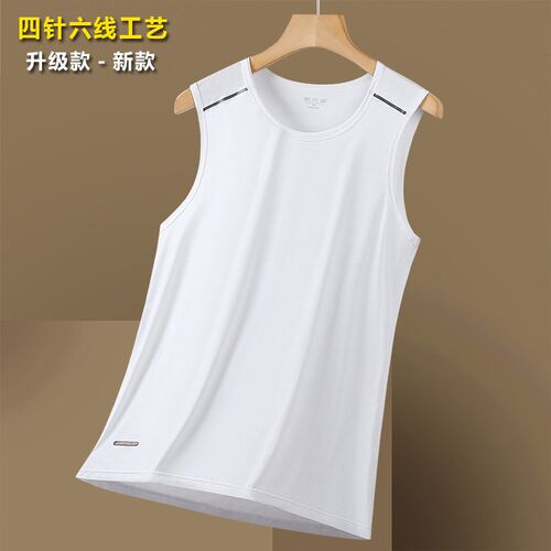 夏季速干透气轻薄袖吸汗训练健C身衣男印花弹力大码圆领冰丝背心