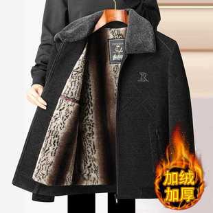 直播爆款 中老年人保暖雪尼爾 夾克秋冬季 中年爸爸加絨加厚外套男士