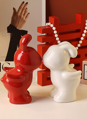 贝汉美创意情侣兔子摆件送新人闺蜜结婚七夕家居装饰品礼物伴手礼