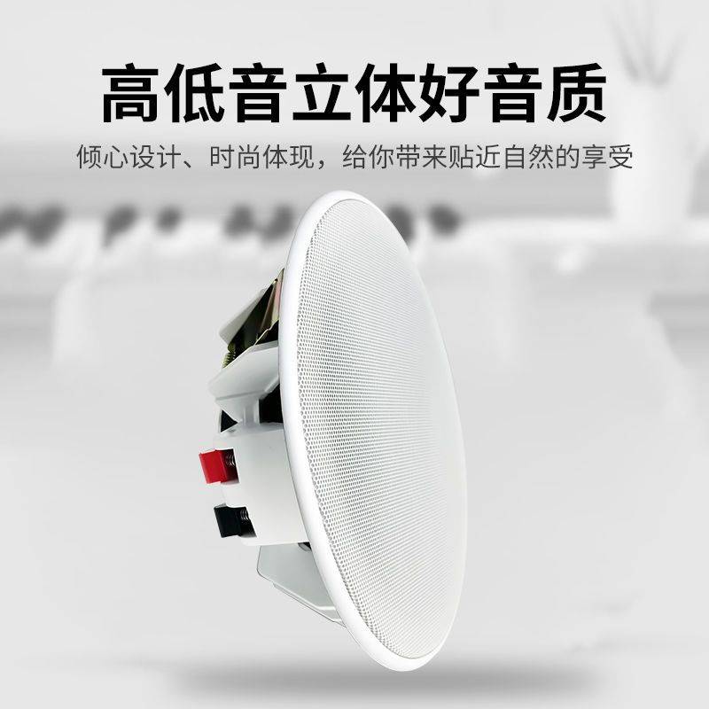 无边框定阻吸顶喇叭同轴扬声器音响天B花悬吊式天花板室内音箱低