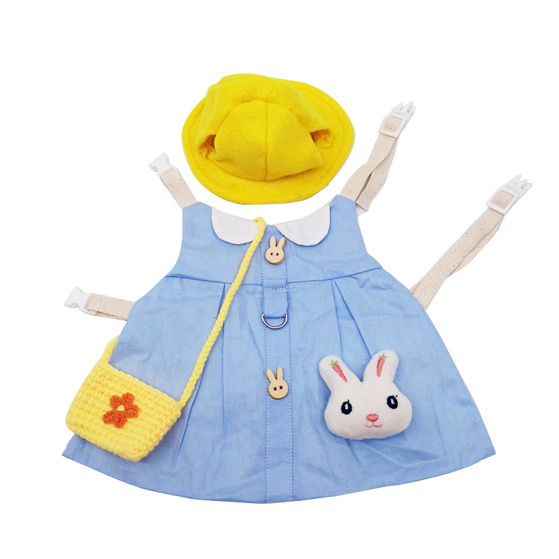 宠物兔兔氧气蓝衣服兔子牵引绳荷兰猪侏儒兔衣服帽子饰品