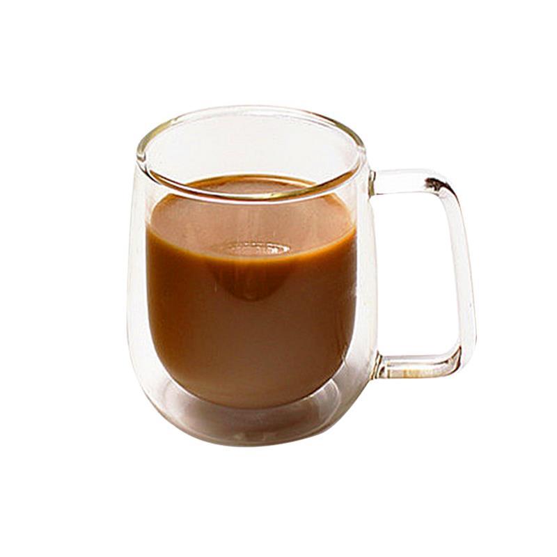 推荐.Heat-resistant Double Wall Glass Cup Coffee Cup Set Han