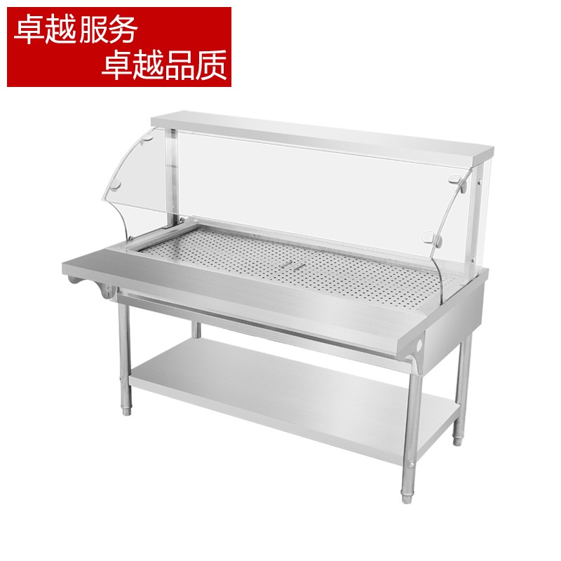 高端加热多功能食堂自助餐售饭台快餐车带玻璃罩商用快餐蒸菜奢华