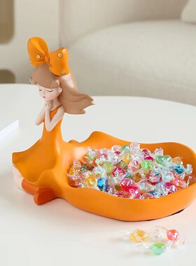 北欧创意轻奢女孩玄关钥匙糖果收纳装饰捧花茶几客厅桌面送礼摆件