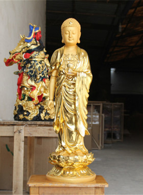 好货厂家直销 鎏金释迦牟尼佛像 药师佛 68厘米站佛祖 贴金阿弥陀