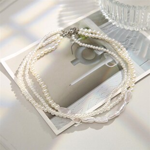 necklace chain Vintage women法式 复古珍珠项链叠戴锁 pearl 推荐