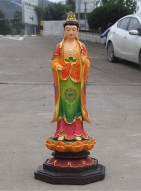 好货厂家直销树脂佛像1米西方三圣古彩站三圣菩萨 寺庙西方三圣佛