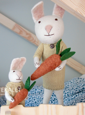 极速北欧乡村风羊毛毡摆件 手工羊毛毡可爱兔子摆件 儿童房ins摆