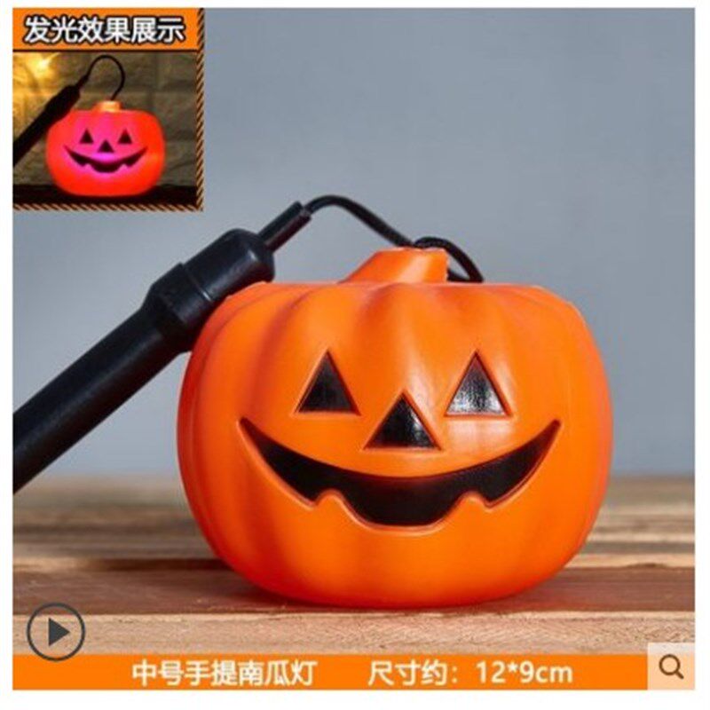 极速。万圣节南瓜桶声音手提灯桶糖果罐儿童鬼节幼儿园讨糖袋演装