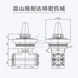 加工中心角度头BT40 双向侧铣头 两头均可N装刀适用 双输出角铣头