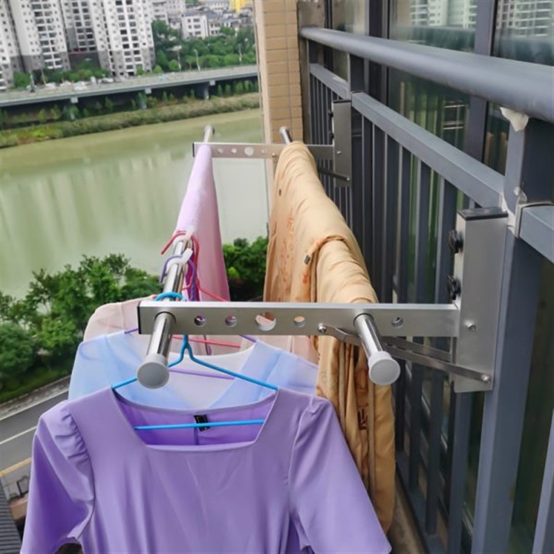 窗外晾衣架窗户免打o孔晒被神器阳台外伸缩户外室内晒挂衣杆凉衣