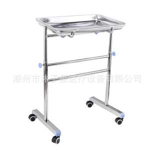 不锈钢托盘车单杆双杆手术室器械盘推车加厚方盘托架Y可移动升降