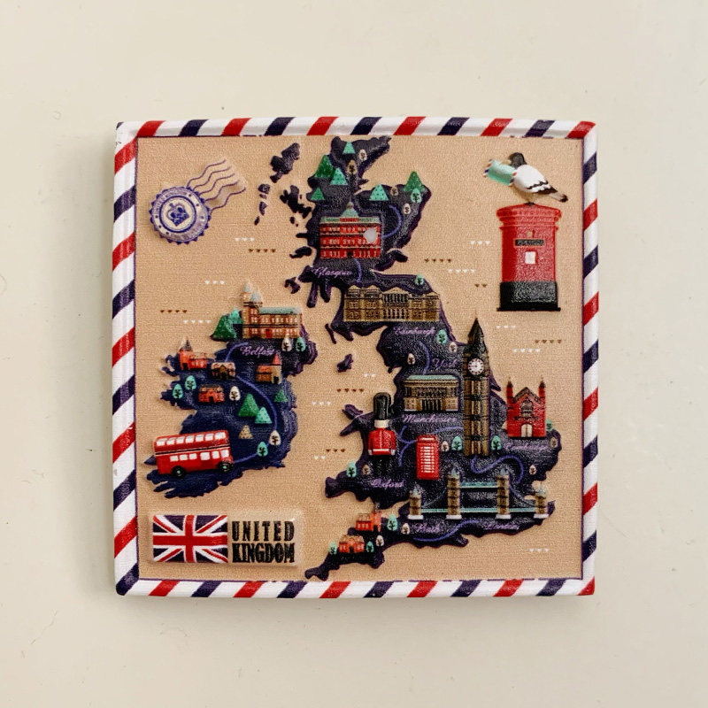 英国国旗地图大本钟立体彩绘冰箱贴邮筒磁贴世界旅游纪念品礼物