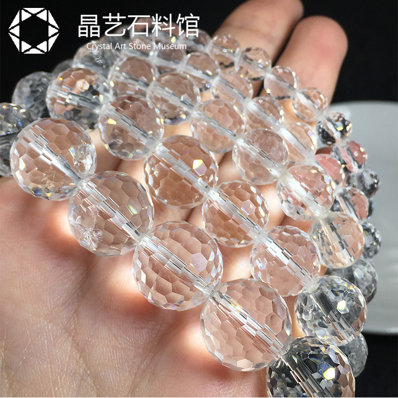 2025新品天然白水晶手链128刻面64刻面手串透明水晶珠散珠串珠手