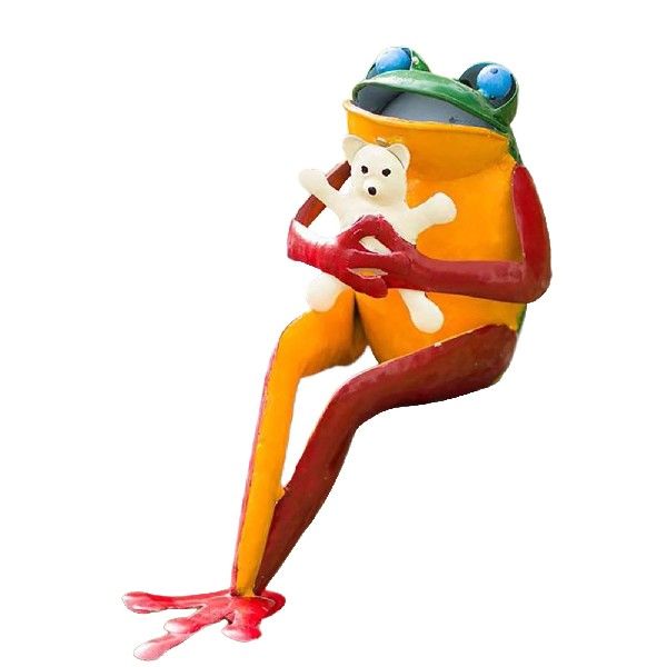 新品Home Decor Cute Rustic Animal Frog Statue Landscape Gift