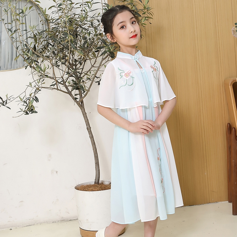 女童夏装连衣裙2023新款儿童夏裙汉服女孩洋气公主裙童装裙子套装