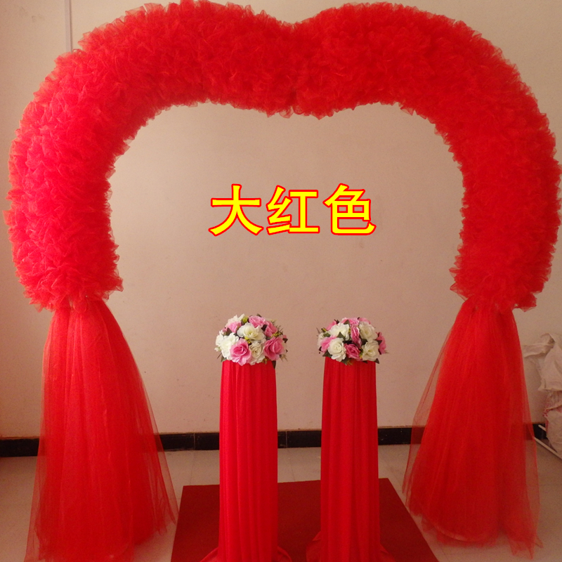 婚庆全纱花门绢花拱门雪纱花拱门开业店庆幸福门拱形花架婚礼道具