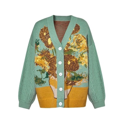 Van Gogh Cardigan women Sweater mujer 2022 Vintage long slee