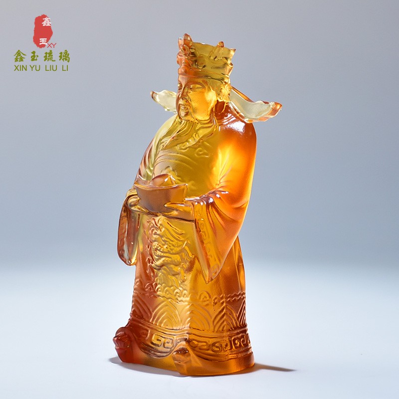琉璃财神爷工艺品摆件到佛像店铺招财站像文财神佛堂居家供奉开店