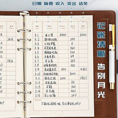 2023年活页现金日记帐本带锁日常开支理财明细账家庭家用生活密码