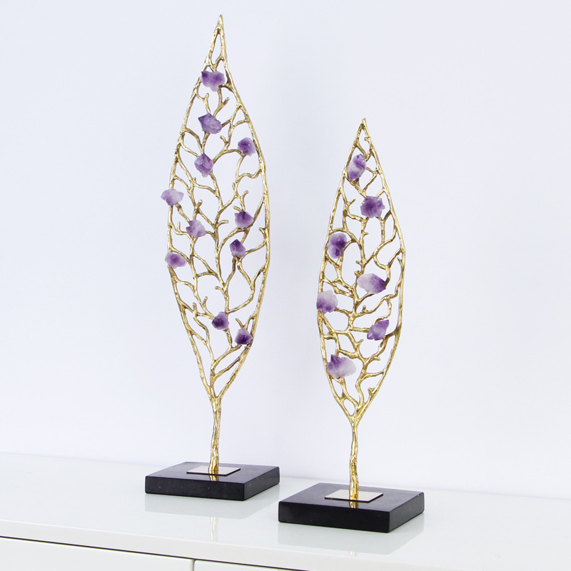 客厅玄关电视柜酒柜书柜紫水晶招财树创意摆件桌面装饰品摆设送礼