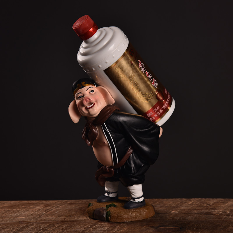 创意猪八戒背媳妇红酒架简约白葡萄酒瓶架西游记人物家居酒柜摆件