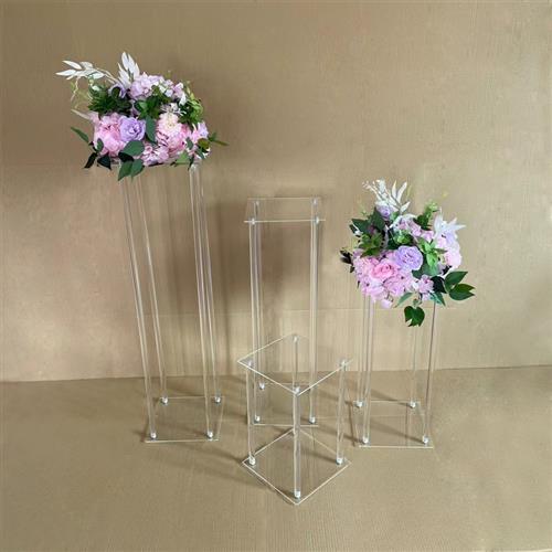 新款婚庆道具透明压克力方架婚礼桌摆花架舞台橱窗布置装饰用品