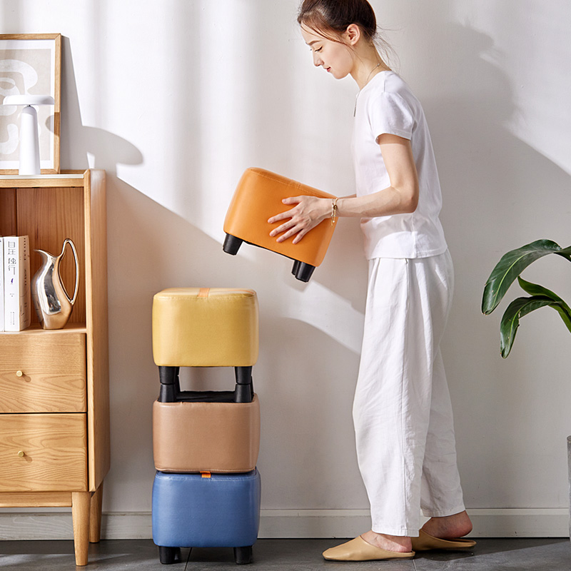 科技布蒲团网红小凳子家用矮凳飘窗换鞋蒲团客厅沙发凳实木小板凳