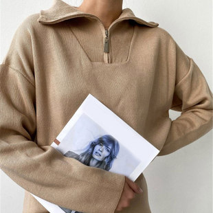 Sweaters Long Casual Womens Sol Neck Zip Green Sleeve