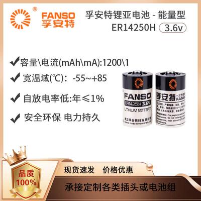 全新孚安特ER14250H 3.6V台达编程器ETC水表PLC电池1/2AA LS14250