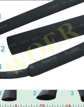 ROHS UL认证 沃尔黑色阻燃热缩管 WOER 热缩套管 Ф20MM 100米/盘