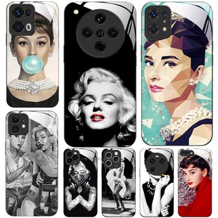 FINDX8 赫本 PRO 11K12K11K10 梦露 X7X6X5X3RENO13RPO12 玻璃手机壳适用OPPO