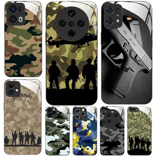 FINDX8 Camouflage PRO 11K12K11K10 military X7X6X5X3RENO13RPO12 玻璃手机壳适用OPPO