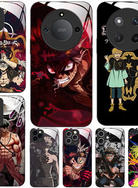 玻璃手机壳适用荣耀300PRO200 100 50 60 70 90GT80X60 X50 X40 X10 X20 X30 黑色四叶草