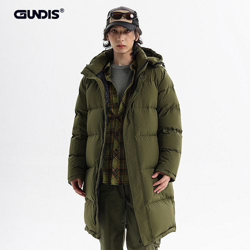 冈狄斯高端户外中长款连帽羽绒服
