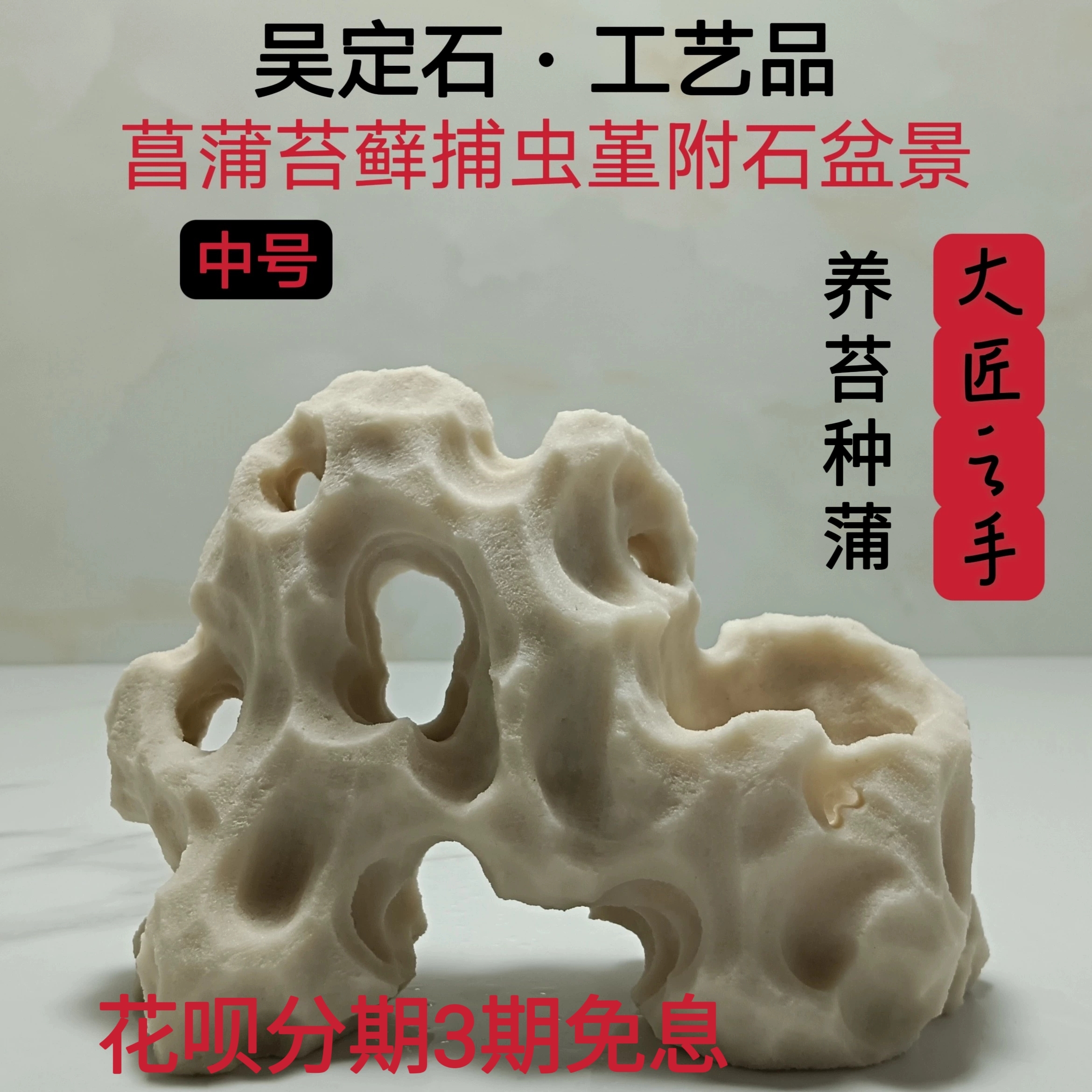 吴定石花盆花盘造景捕虫堇菖蒲苔藓盆附石盆假山石雕绿植观赏摆件