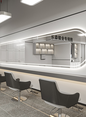 网红理发店镜子发廊专用理发镜染烫镜台面美发店镜台横挂大通镜子