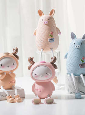 ins北欧客厅创意吊脚娃娃可爱家居玄关小摆件少女房间布置装饰品
