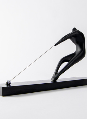 现代简约拉绳人物摆件客厅酒柜电视柜装饰品样板房酒柜设计师软装