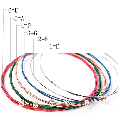 6Pcs Rainbow Colorful Guitar Strings E-A for Acoustic Folk G