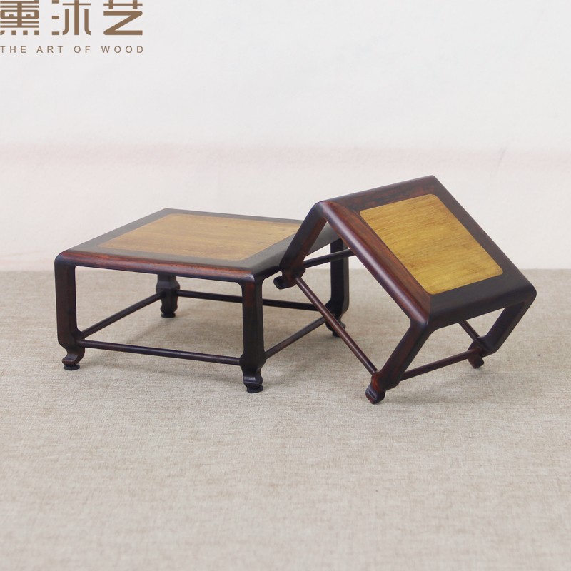 红木工艺品大红酸枝摆件方台底座紫砂茶壶微型盆景玉器文玩底座
