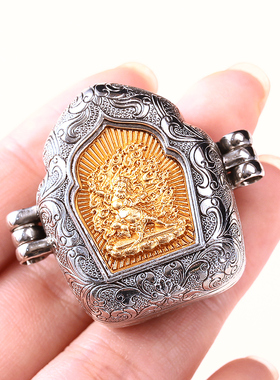 藏传 纯铜嘎乌盒吊坠藏式挂件释迦牟尼金刚手可装藏1寸嘎乌盒