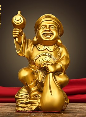 铜大黑天财神人物铜像摆件黄铜铸造密宗佛像家用供奉店铺开业礼品