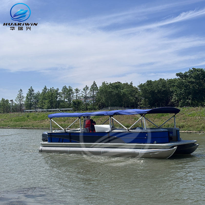 新款铝合金浮筒船休闲娱乐Pontoon Boat钓鱼艇家庭派对铝合金游艇