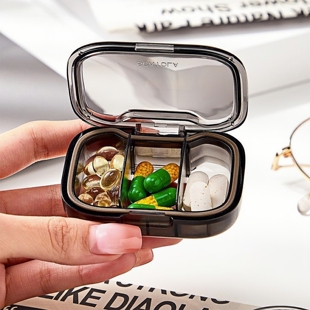 小药盒便携式迷你小号随身早午中晚提醒药品分装收纳密封药盒子