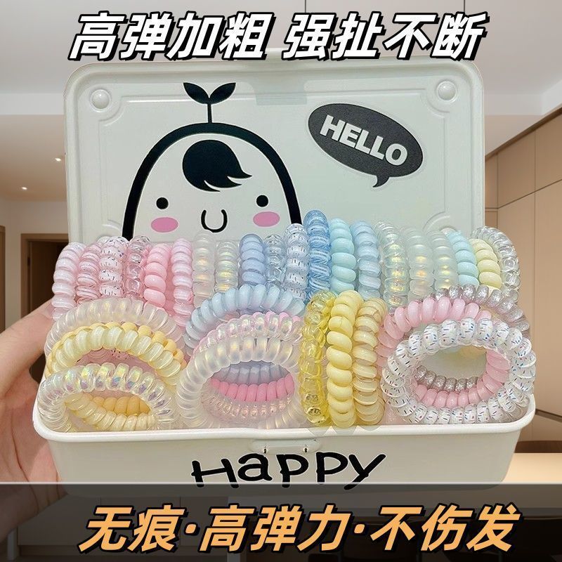 高弹力电话线发圈女韩国无痕ins网红简约珍珠扎头发皮筋发绳头饰