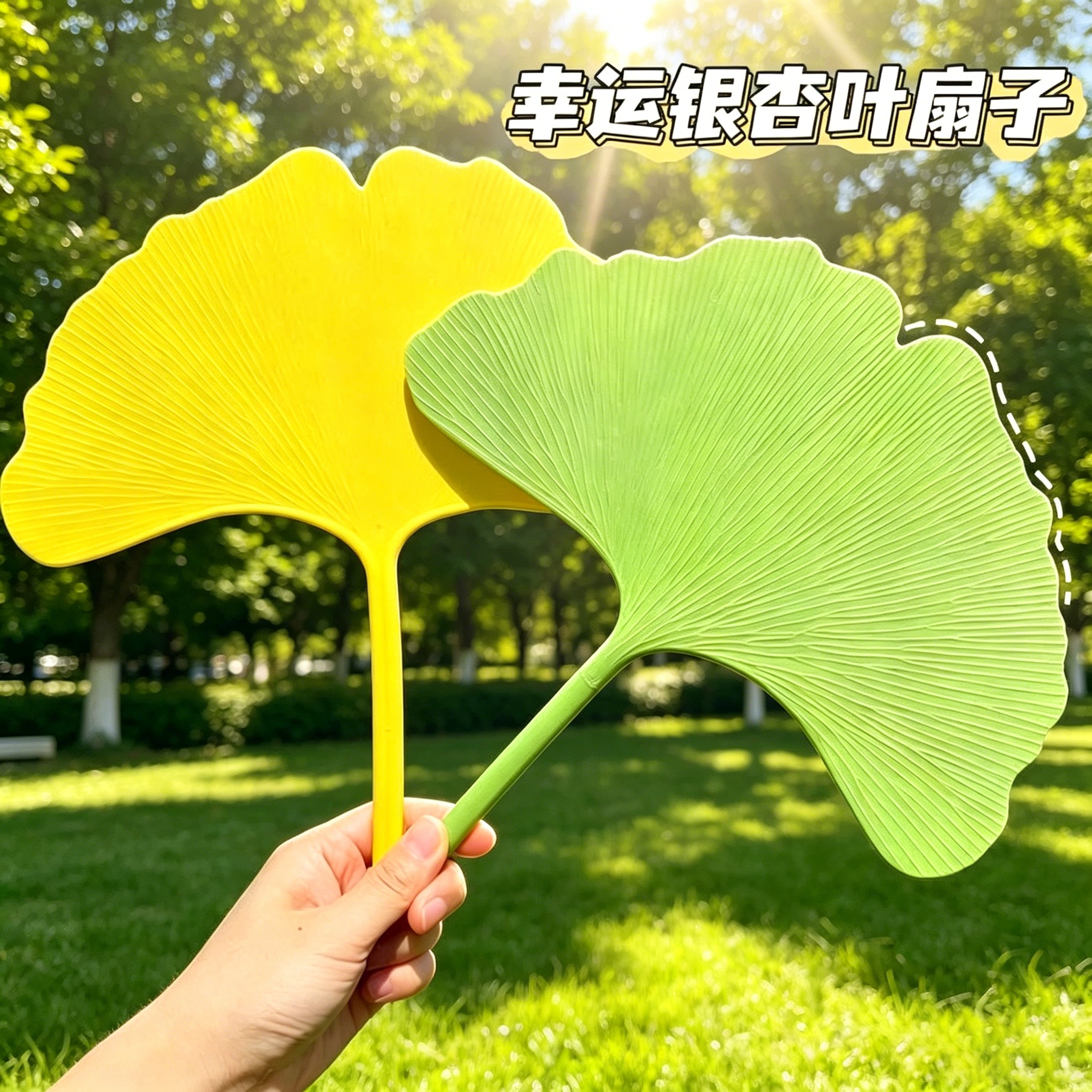 银杏叶手摇扇便携大风防摔